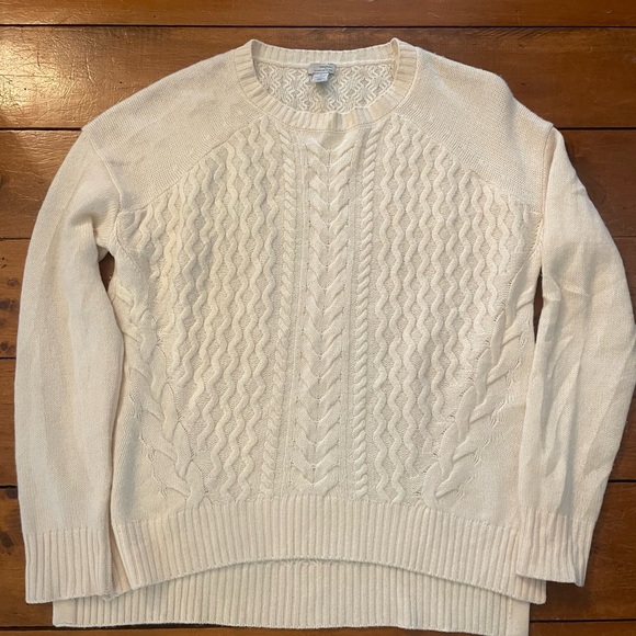Halogen Cashmere Wool Blend Cable Knit Sweater - Antique White - Picture 2 of 8